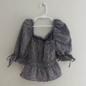 NWT H&M Floral Puff Shoulders Top size XXS